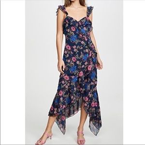 WAYF Issy Ruffle Dress in Blue Navy